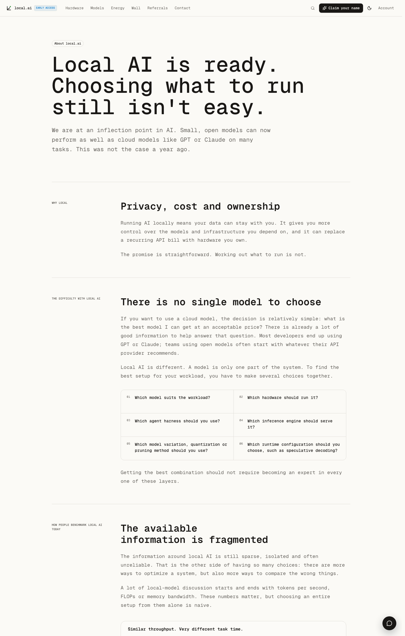 local.ai About 頁：測量方法論說明